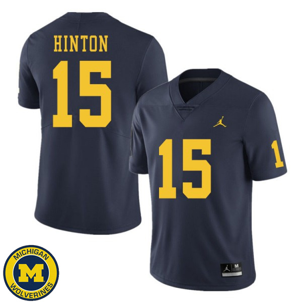 Men University of Michigan #15 Christopher Hinton Navy Fashion Player Jersey